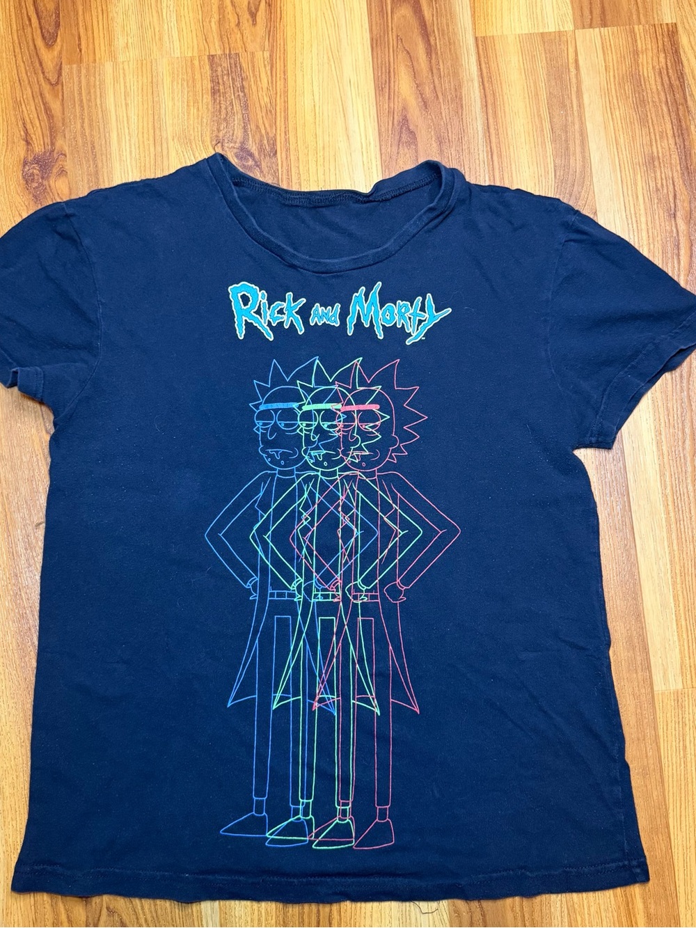 Rick and Morty Neon Outline Black Short Sleeve Tee